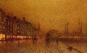 Atkinson Grimshaw Greenock Dock oil on canvas